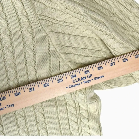 ASOS Unisex Oversized Academia Preppy V Neck Sweater Large Tan White Cable Knit - Picture 8 of 8
